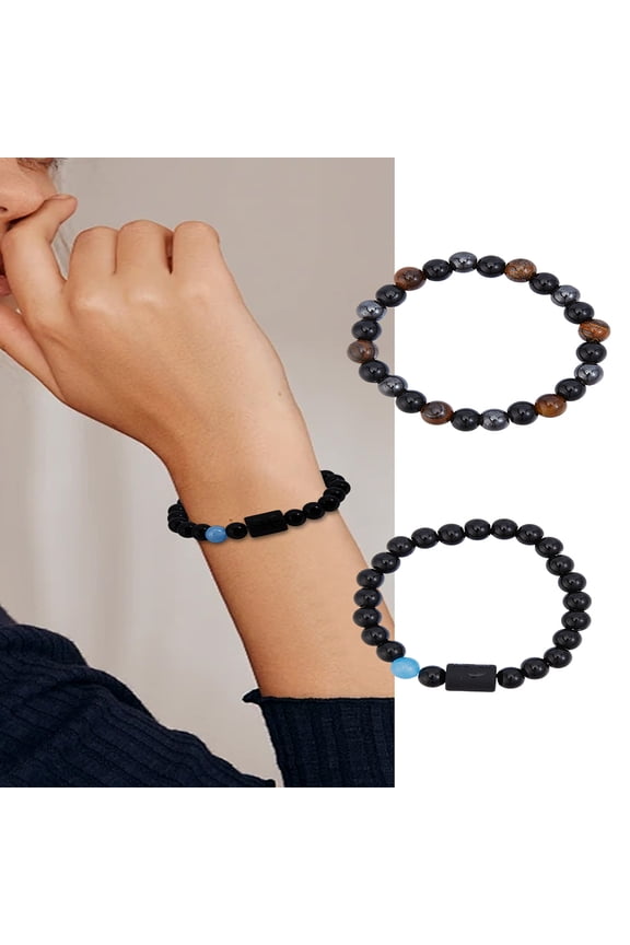 1Set Natural Mixed Gemstone Stretch Bracelets Constellations Theme Bracelet Pisces Inner Diameter: 2-3/8 inch(6cm)