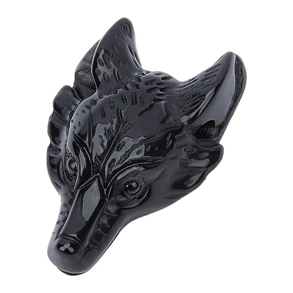 1Set Natural Obsidian Pendants Wolf Head 37~42x25~30x10~13mm Hole: 2mm 1pc/set