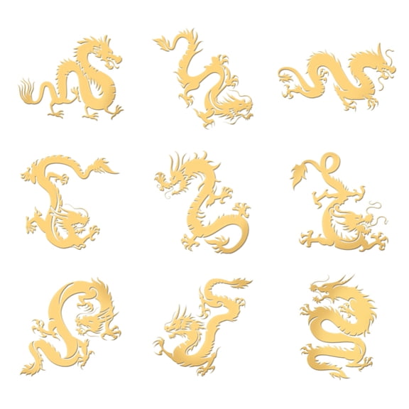 1Set Nickel Decoration Stickers Metal Resin Filler Epoxy Resin & UV Resin Craft Filling Material Golden Dragon 40x40mm 9pcs/set