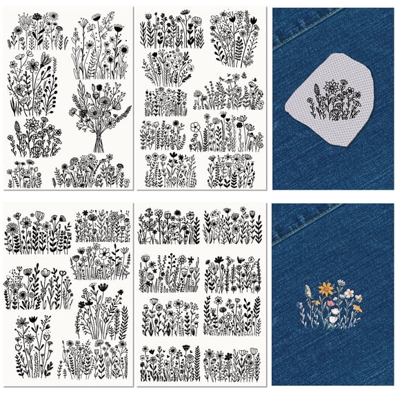 1Set Non-Woven Water Soluble Embroidery Patterns Wash Away Embroidery Stabilizer Stick and Stitch Embroidery Paper Flower 297x210mmm 4pcs/set