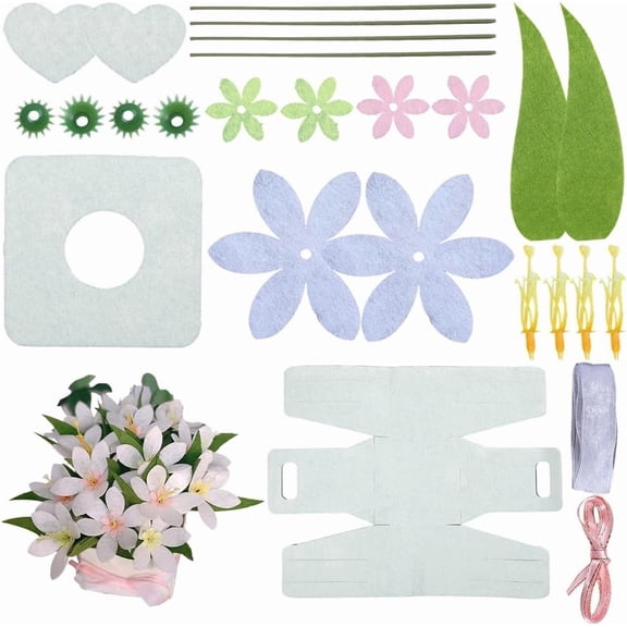 1Set Non-woven Fabric Material Package Flower White 321x175x0.6mm Hole: 4.5mm for DIY