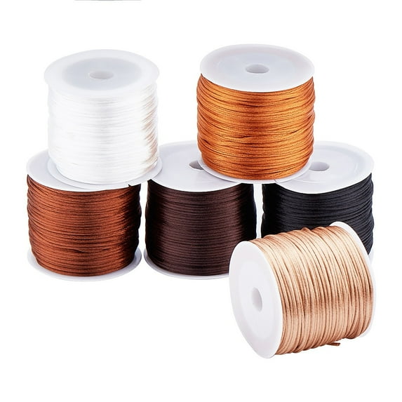 1Set Nylon Rattail Satin Cord Beading String for Chinese Knotting Jewelry Making Mixed Color 1mm 30m/roll 6 colors 1roll/color 6rolls