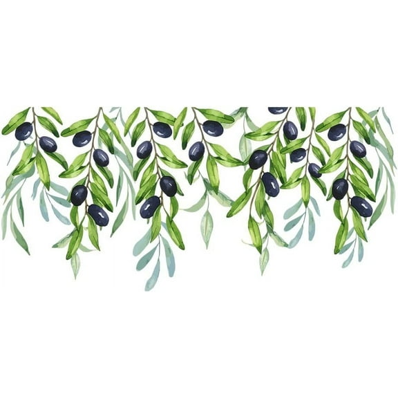 1Set Olive Branches Wall Sticker Plant Wall Decals Green Hanging Leaves Flower Vines Wall Peel and Stick Vinyl Art Decor for Bedroom Living Room Nursery Boho Wall Decor Art