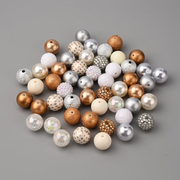 1Set Opaque Acrylic Beads Set Kid Chunky Beads Round Gold 20x19.5~20mm Hole: 3mm 50pcs/set