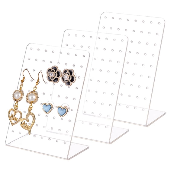 1Set Organic Glass Displays Jewelry Display Rack Clear Earring Hanger Rectangle Clear 8x4.5x11.6cm 3pcs/set DIY