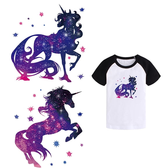 1Set PET Heat Transfer Film Logo Stickers with Horse Pattern for DIY T-Shirt Bags Hats Jackets Purple 230x230mm