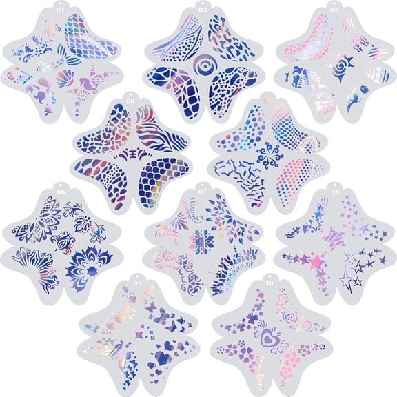 1Set PET Plastic Face Drawing Painting Stencils Templates Clover 15.3x14.2x0.03cm Hole: 3mm 10pcs/set