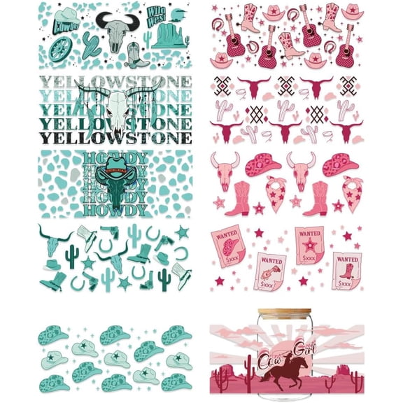 1Set PVC DIY Heat Transfer Paper 110x240mm 10 style 1pc/style 10pcs/set for UV Sublimation Cup Mixed Shapes