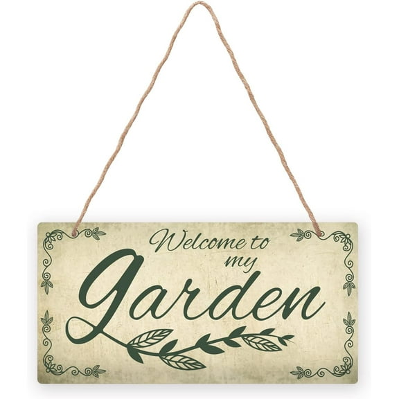 1Set PVC Plastic Hanging Wall Decorations with Jute Twine Rectangle with Word Garden Colorful Word 15x30x0.5cm