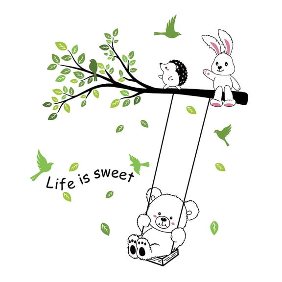 1Set PVC Wall Stickers Wall Decoration Plant & Animal Pattern 980x350mm 2 sheets/setDIY