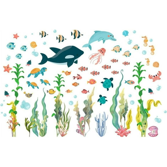1Set PVC Wall Stickers Wall Decoration Shark 1180x390mm 2 sheets/set