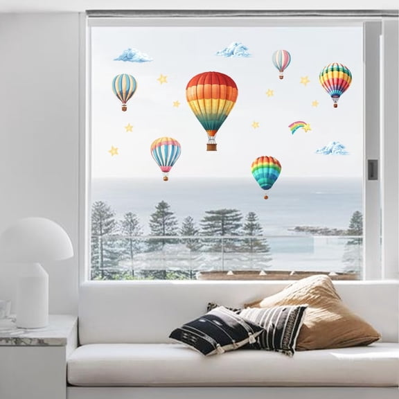 1Set PVC Window Static Stickers Rectangle Shape for Window Decoration Hot Air Balloon 900x300mm 2pcs/set craft