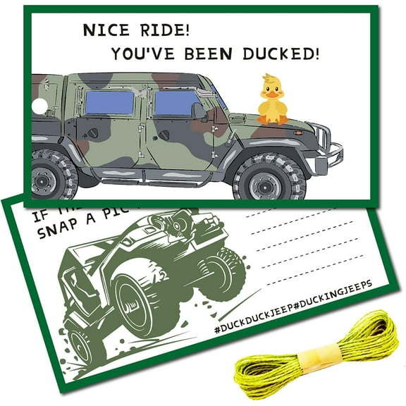 1Set Paper Card Greeting Card Thank You Card with Jute Twine Rectangle with Duck & Word Car Card: 87.5x50mm 50pcs; Jute Twine: 2mm 10m