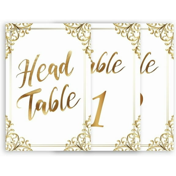 1Set Paper Floral Table Numbers Cards for Wedding Rectangle Gold 150x100mm 26pcs/set