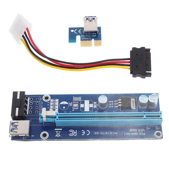 1Set Pci-E 1X to 16X Adapter Dark Green Riser Card with Installation Holes for Mining Equipment