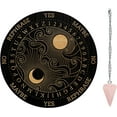 thumbnail image 1 of 1Set Pendulum Board Set Wooden Dowsing Divination Board Metaphysical Message Board with Crystal Pendulum Necklace for Witchcraft Wiccan Altar Supplies Kit Sun& Moon& Clouds, 1 of 8