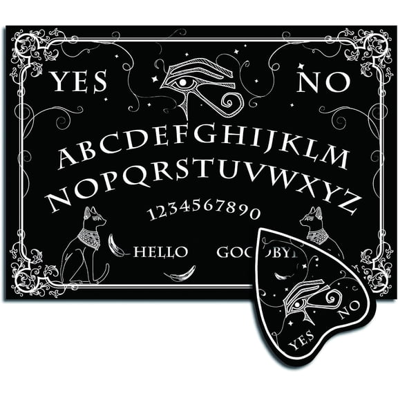 1Set Pendulum Dowsing Divination Board Set Wooden Spirit Board Black Talking Board Game for Spirit Hunt Supplies with Planchette Word 300x210x5mm