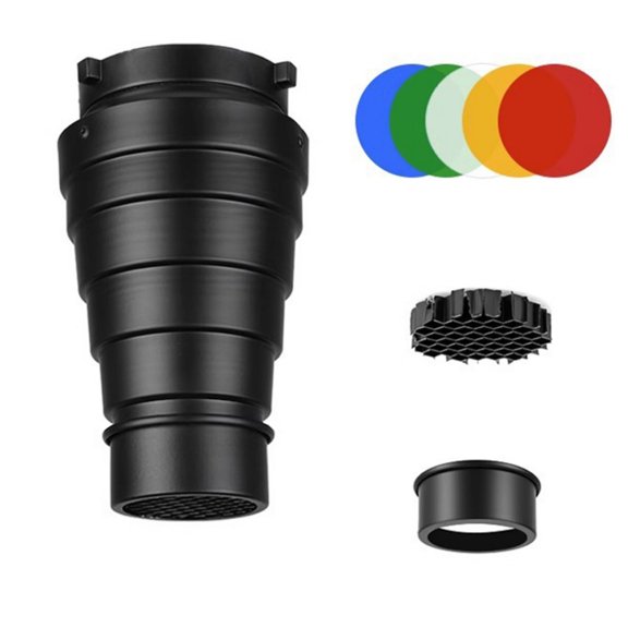 Metal Snoot Set with 5Pieces Color Filters Enhances Lighting in Commercial and Indoor Photography