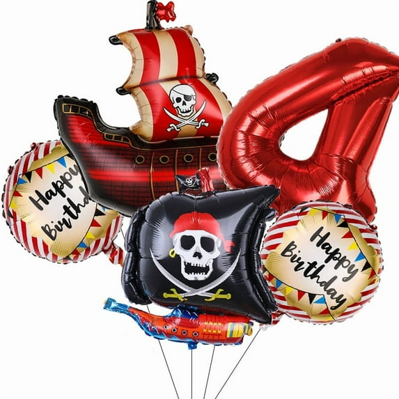 1Set Pirate Ship Balloons 18inch Happy Birthday Balloon Boy Birthday Party Decoration Baby Shower Halloween Party Decor Globos