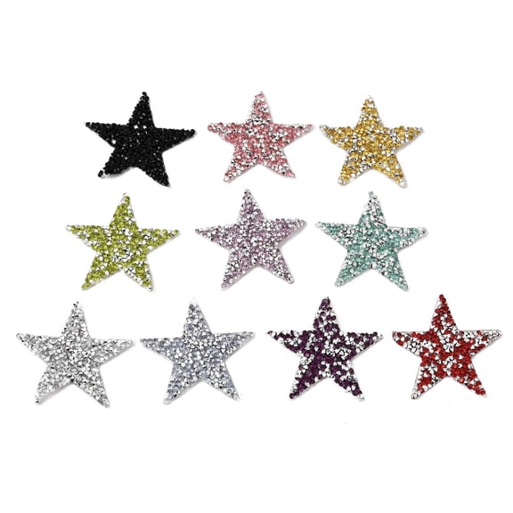 1Set Plastic Clothing Patches with Resin Rhinestone Star Mixed Color 60x60x2.5mm 10pcs/set
