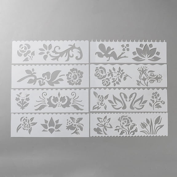 1Set Plastic Drawing Stencil Drawing Scale Template For DIY Scrapbooking Flower 185~186x55.5~86x0.3mm 8pcs/set