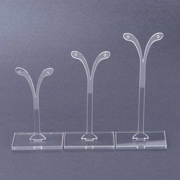1Set Plastic Earring Display Bean Sprout Shape Earrings Display Stand Jewelry Tree Stand Stand Three-piece Set Clear 38x80mm 38x100mm 38x120mm 3pcs/set