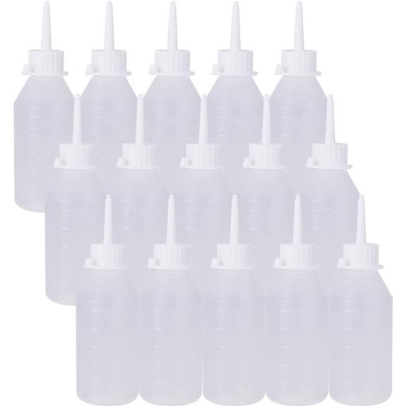 1Set Plastic Glue Bottles Clear 10.7x4.5cm Capacity: 100ml(3.38 fl. oz) 15pcs/set