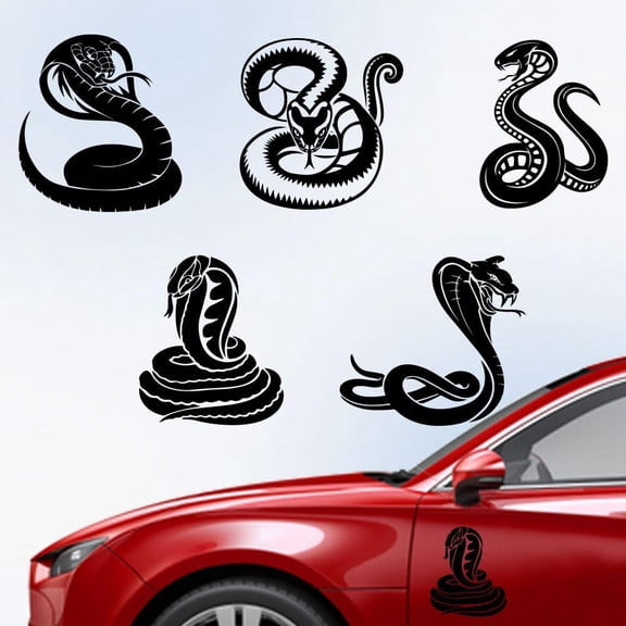 1Set Plastic Reflective Vinyl Car Stickers Waterproof Decals for Vehicle Decoration Snake 148x155mm