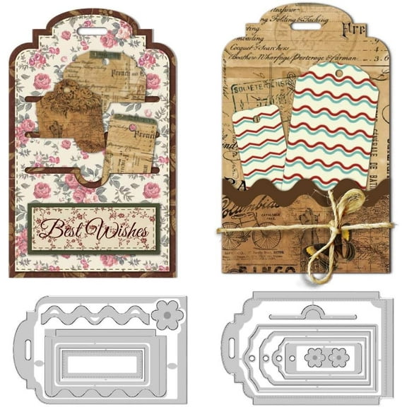 1Set Pocket Cutting Dies Label Frame Card Borders Stitch Die Cut Carbon Steel Die Cuts Stencils Card Scrapbooking Embossing Template Dies for DIY Paper Craft Card Albums Gift Decor