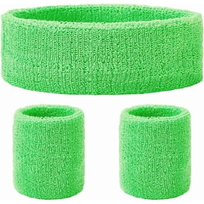 1Set Polyester Elbow Sleeves and Headband Elbow Brace Protection Covers Lime Green 169x50x15mm