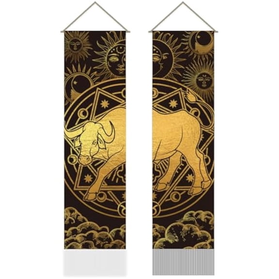 1Set Polyester Wall Hanging Tapestry for Bedroom Living Room Decoration Rectangle Taurus 1160x330mm 2pcs/set DIY