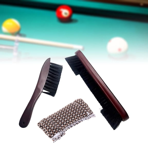 1Set Pool Billiard Table Cloth Brush, Wood Handle, Cleaning Billiards Table, with Wiping , Rail Brush Set, Billiard Accessories