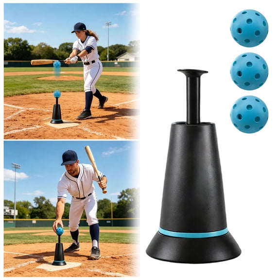 1Set Portable Baseball Batting Practice Trainer for Hitting Swing Training with Sturdy Stable Base Tee Stand and 3 Traing Balls Adjustable Height Lightweight Design Offering Flexible Training Choices
