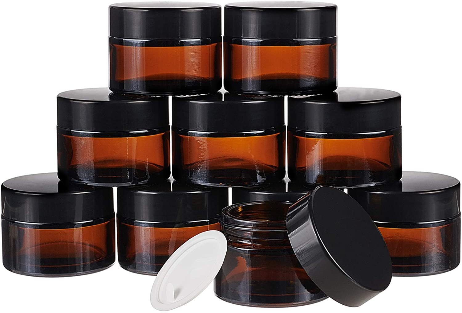 1Set Portable Glass Cosmetics Cream Jar Empty Refillable Bottle Column ...