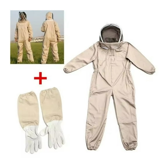 1Set Professional Ventilated Full Body Beekeeping Bee Keeping Suit with Gloves ,Comfortable and Sturdy