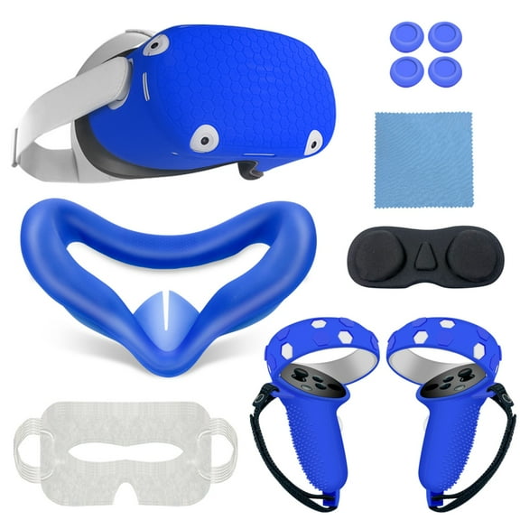 1Set Protective Case for Oculus Quest 2 Accessories All Inclusive Handle Silicone Protective Case Non-slip Anti-fall Vr Accessories