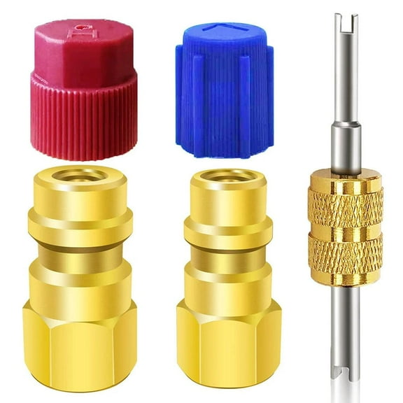 1Set R12 To R134a A/C Filling Valve Port Adapter Retrofit Kit with Couplers K7 Y9Q6