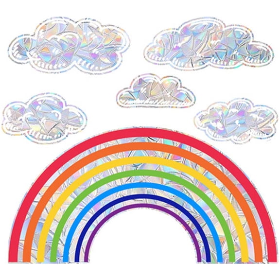 1Set Rainbow Cloud Window Stickers, Decorative Window Film Cloud Anti-Collision Window Wall Clings Door Window Static Decals for Kitchen Dining Room Bedroom
