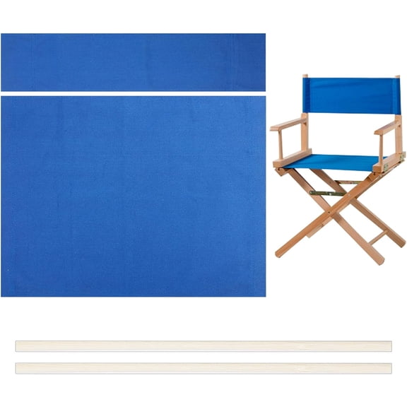 1Set Replacement Cover Canvas Dark Blue Casual Directors Chair Cover Kit Replacement Canvas Seat and Back with Wood Stick for Home Director Chair