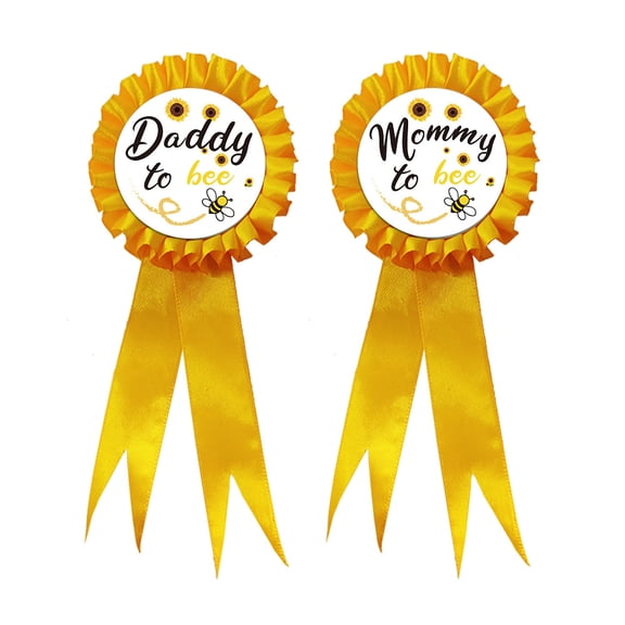 1Set Ribbon Brooches, with Iron Findings, Bees Pattern, 195mm, 2pcs/set