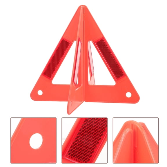 1Set Roadside Auto Warning Triangle Reflective Red Plastic Safety Sign for Car Emergency Use