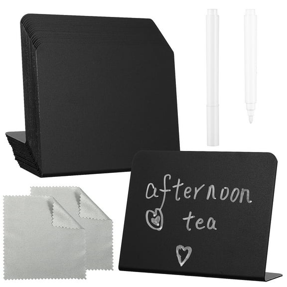 1Set Small Chalkboard Easel Sign with Chalk Pens and Cloth for Menu Display