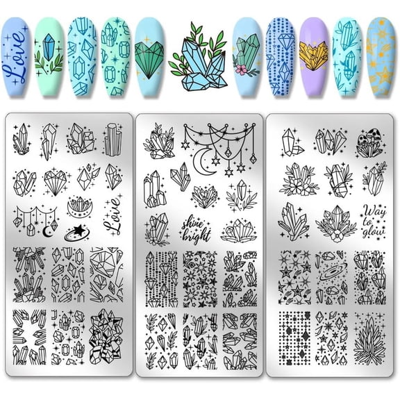 1Set Stainless Steel DIY Nail Art Templates Template Tool Rectangle Diamond 12x6cm 3pcs/set for handmaking