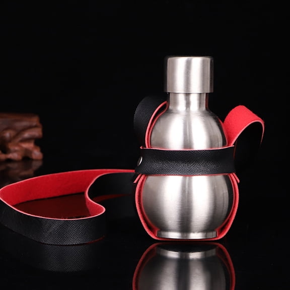 1Set Stainless Steel Gourd Wine Bottle Portable Outdoor Liquor Container with Sealing Lid and Stylish Design