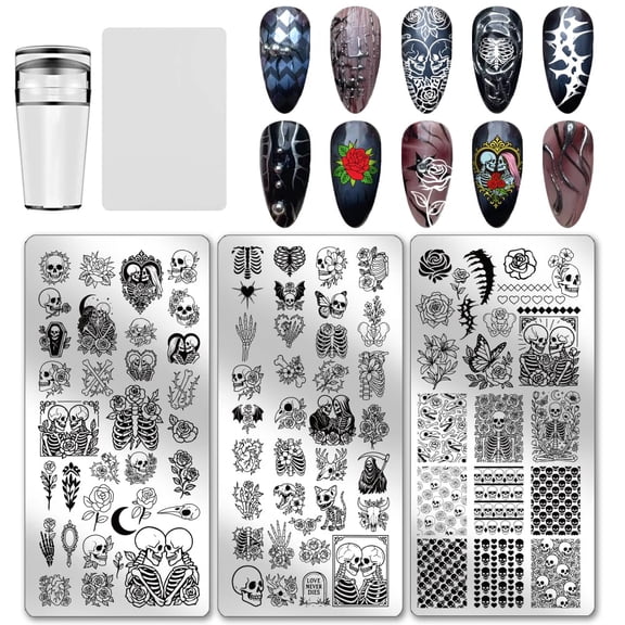 1Set Stainless Steel Nail Art Templates Template Tool Rectangle 12x6cm 3pcs