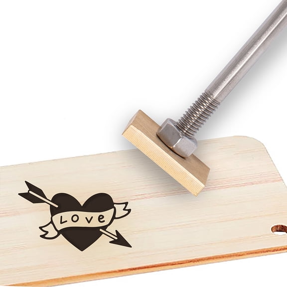 1Set Stamping Embossing Soldering Brass for Cake/Wood Golden with Stamp Heart Pattern 30mm