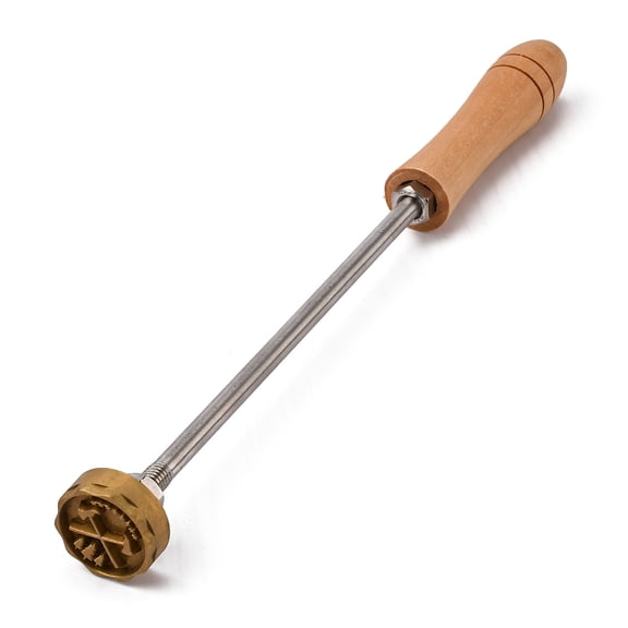 1Set Stamping Embossing Soldering Brass with Stamp for Cake/Wood Tools Pattern 30mm Golden