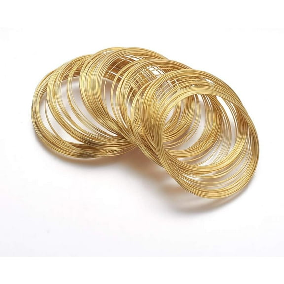 1Set Steel Memory Wire Bracelets Making Nickel Free Golden 55mm Wire: 0.6mm(22 Gauge) 100circles/set