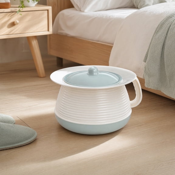 Portable Plastic Chamber Pot with Lid, Thick Urinal for Home and Travel Use, Easy to