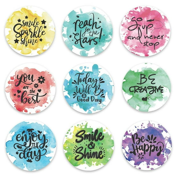 1Set Tinplate Brooch with Plastic Bottom & Iron Pin Flat Round Mixed Color Word 58x4mm 9pcs/set DIY2